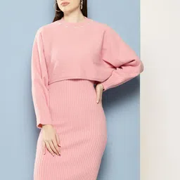 Chemistry Woollen Crop Embellished Neck Sweater With Bodycon Dress Co-Ords-image-20