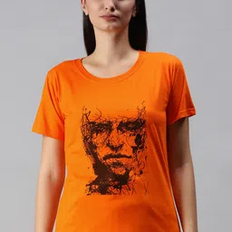 BRATMA Women Orange & Black Printed T-shirt-image-43