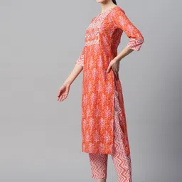 Indibelle Printed Pure Cotton Kurta with Trousers image 4