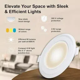 Havells 9 W Luna LED JB Downlight Round Shape Amber Emitting Color, 71 mm Cutout x 40 mm Height, LHEBAZPKUZ1W009 image 3