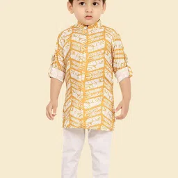 Little Desi Boys Printed Regular Pure Cotton Kurta with Trousers-picture-10