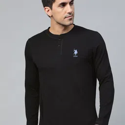 U.S. Polo Assn. Men Black Solid Pure Cotton Lounge T-shirt-picture-41