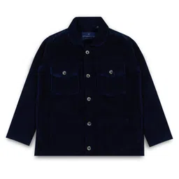 INFINITY Corduroy Cotton Woven Full Sleeves Solid Jacket - Navy Blue-picture-36