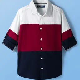 Pine Kids Cotton Woven Full Sleeves Solid Block Shirt - Multicolour-picture-28