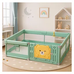 Metreno Playpen Play Yard for Babies Upto 5 Years Baby Playpens With Balls Kids Activity Playard, Green-picture-19