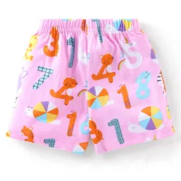 Babyhug Cotton Knit Shorts With Numbers & Polka Dots Print Pack Of 3 - Pink & Purple image 3