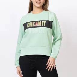 DressBerry Typography Printed Fleece Pullover Sweatshirt-image-35