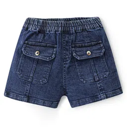 Babyoye 100% Cotton Knit  Sleeveless Striped  Top & Shorts Set with Frill  &  Bow Detailing - Pink & Blue image 4