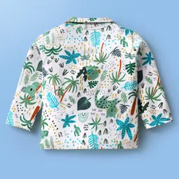 Babyoye 100% Cotton Single Jersey Knit Full Sleeves Co-ords Night suit With Tropical Theme Print - White image 4