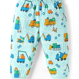 Babyoye 100% Cotton Knit Full Sleeves With Eco Jiva Finish Co-ords Night Suit with Vehicle Print - Light Blue image 4
