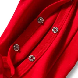 Doodle Poodle Interlock Knit Footed Full Sleeves Sleepsuit With Dino Print - Red image 4