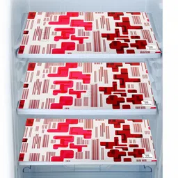 E-Retailer White & Red 6Pc Printed Waterproof 3-Layered Refrigerator Covers With Pockets image 4
