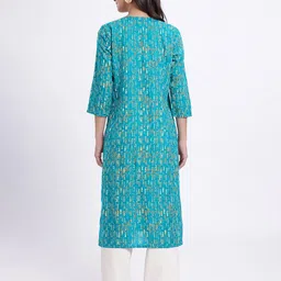 Anouk Rustic Abstract Printed V-Neck Straight Kurta image 2