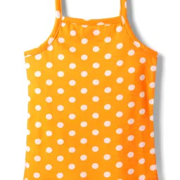 Babyhug 100% Cotton Singlet Sleeves Slips With Polka Dots & Bunny Print Pack of 3 - Pink Navy Blue & Orange image 5