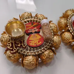 Sellplus 2-Pcs Red & Yellow Roli Chawal Plates image 3