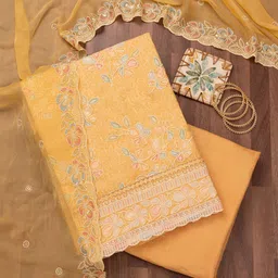 Koskii Floral Embroidered Thread Work Unstitched Dress Material-image-83