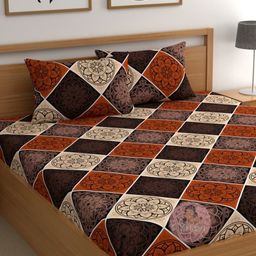 CHHAVI INDIA Red Printed Microfiber 210 TC Queen Bedsheet Set 2.50m x 2.25m-picture-36