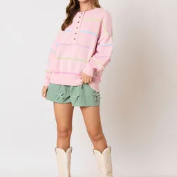 StyleCast Striped Round Neck Pullover Sweater-image-43