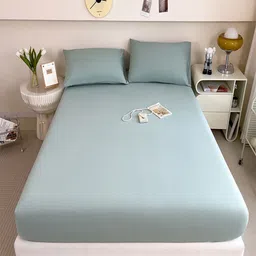 JC HOME Green Cotton 220 TC Fitted King Bedsheet Set 1.8 m x 2.0 m-image-93