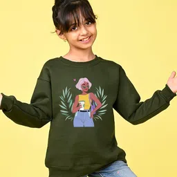 NUSYL Girls Graphic Printed Round Neck Oversized Sweatshirt-image-70