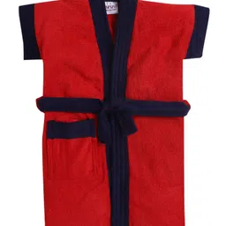BUMZEE Half Sleeves Bathrobe - Red & Navy Blue-image-38