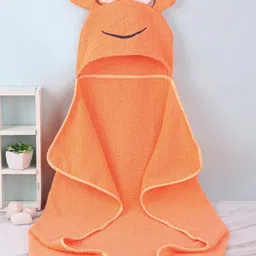 Babyhug Terry Woven Hooded Towel with Froggy Design 76.2x76.2 cm - Orange-picture-21
