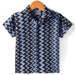 Dapper Dudes Half Sleeves Chervon Embroidered Shirt - Teal Blue-picture-13