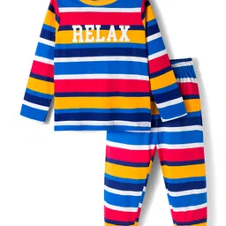 Pine Kids Cotton Knit Full Sleeves Co-ord Night Suit with Text Print - Multicolor-picture-11