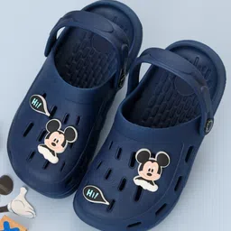 Yellow Bee Disney Solid Perforated Clogs With Mickey Mouse Charms - Navy Blue-image-95