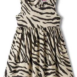 kookie kids india Kookie Kids Woven Sleeveless Frock With Wave Print - Off White-picture-21