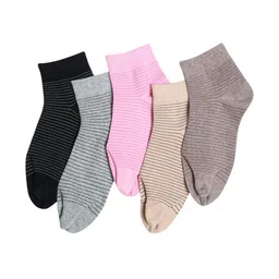 N2S NEXT2SKIN Women Pack Of 5 Striped Cotton Ankle Length Assorted Socks-image-39