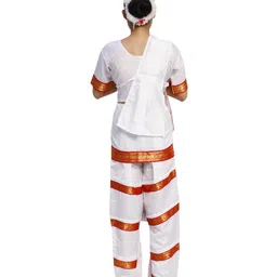 Itsmycostume Satin Half Sleeves Bharatnatyam Theme Costume Set - White image 3