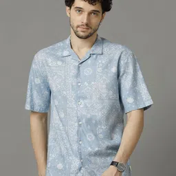 Voi Jeans Men Spread Collar Abstract Printed Cotton Casual Shirt-image-33