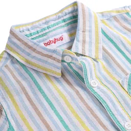 Babyhug Cotton Woven Half Sleeves Striped Shirt - Multicolour image 3
