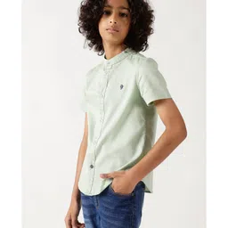 One Friday 100% Cotton Half Sleeves Solid Shirt - Mint image 4
