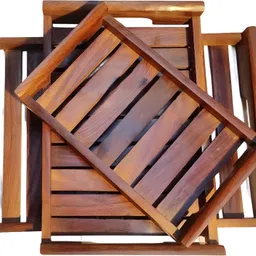 The Flourish Art Wooden Serving Tray Set, 3 Tray Serving Set image 4