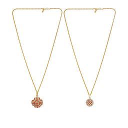 missmister Gold plated SET of 2 Orange and White CZ Fashion chain pendant-picture-44
