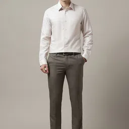 Arrow Men Classic Tailored Fit Spread Collar Textured Linen Formal Shirt image 4