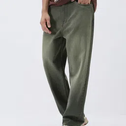 Urbano Fashion Men Dark Grey Loose Baggy Fit Heavy Washed Jeans Non-Stretchable-image-90