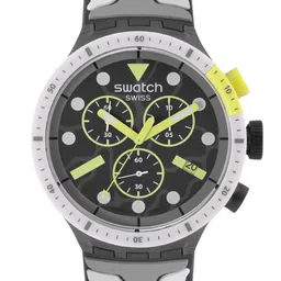 Swatch Unisex Charcoal Grey Patterned Swiss Made Water Resistant Analogue Watch SB02M400-image-73