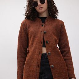The Roadster Life Co. Heathered Effect Longline Woollen Button-Down Cardigan-picture-19