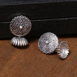 Voylla Silver-Toned Circular Jhumkas image 1