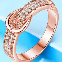 MYKI Rose Gold-Plated CZ-Studded Finger Ring image 1