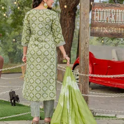 Twika Women Floral Printed Regular Kurta with Trousers & With Dupatta image 2