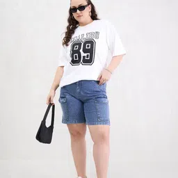 SASSAFRAS Curve Women Plus Size Typography Printed Round Neck Cotton Oversized T-shirt image 5