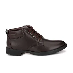 Mactree Men Brown Solid Mid-Top Flat Boots image 2