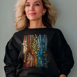 StyleCast x Revolte Floral Printed Round Neck Cotton Pullover Sweatshirt-image-1