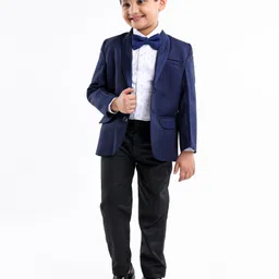 Babyhug Full Sleeves 3 Piece Solid Party Suit - Navy-picture-15