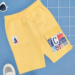 Pantaloons Junior Ship Patch Detailed & Abstract Printed Shorts - Yellow-picture-11
