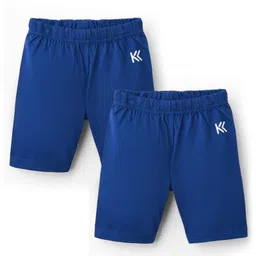 kookie kids india Kookie Kids Cotton Lycra Knit Above Knee Length Cycling Shorts With Logo Print Pack of 2 - Navy Blue-picture-21